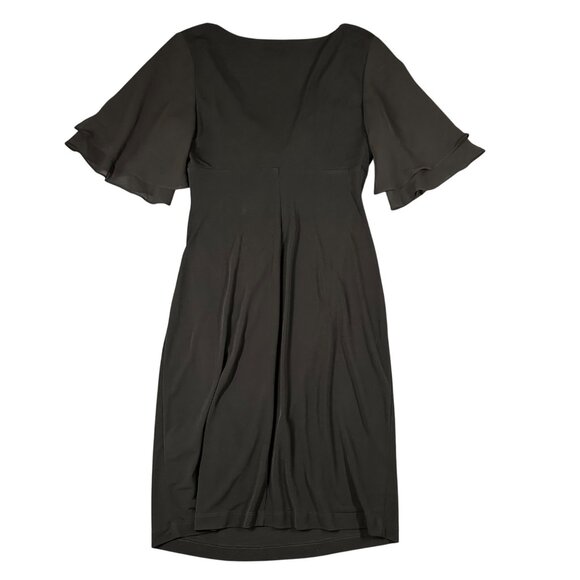 Connected Apparel Womens 6P V-Neck Pullover Flutter Sleeve Little Black Dress - Picture 8 of 10